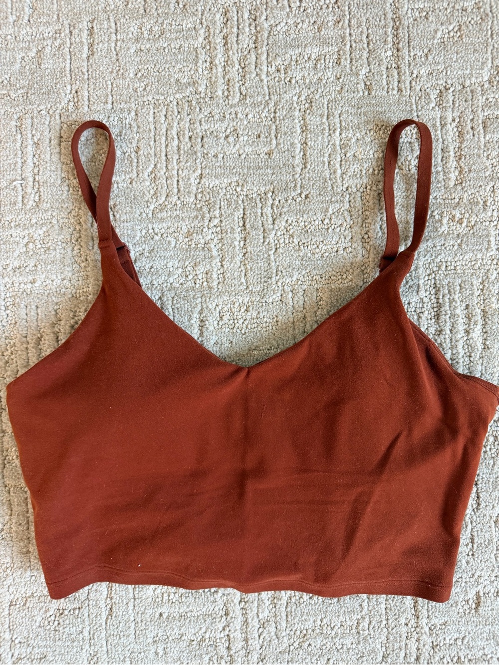 Athleta Elation V-Neck Cropped Bra Tank in Rust